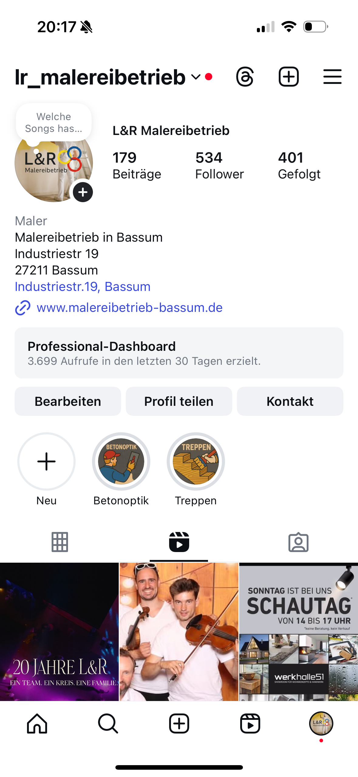 Instagram Profil Vorher